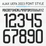 AJAX UEFA 2023 football font style for custom team jerseys and soccer designs