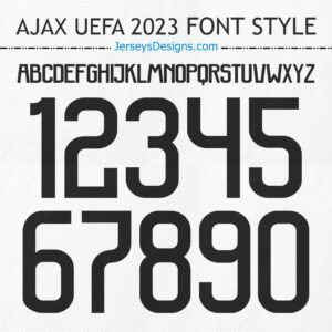 AJAX UEFA 2023 football font style for custom team jerseys and soccer designs