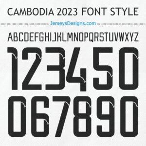 Cambodia National 2023 football font style for custom team jerseys and soccer designs