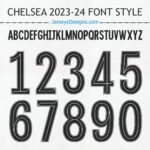 Chelsea 2023-24 football font soccer jersey lettering for team names & numbers