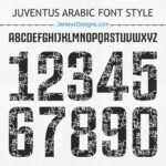 Juventus Arabic font stylish soccer lettering for team names and jersey numbers