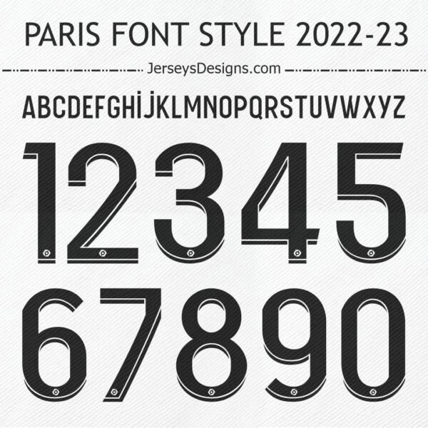 Paris Football Font 2022-23 for custom team jerseys and designs