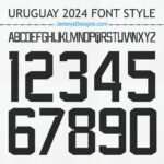 Uruguay 2024 football font soccer jersey lettering for team names and numbers