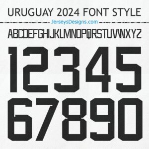 Uruguay 2024 football font soccer jersey lettering for team names and numbers
