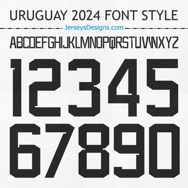 Uruguay 2024 football font soccer jersey lettering for team names and numbers