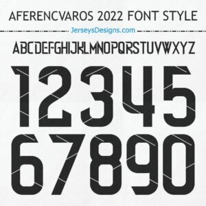 Ferencváros 2022 football font soccer jersey font for team names & numbers.