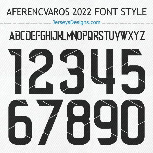 Ferencváros 2022 football font soccer jersey font for team names & numbers.