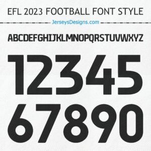 EFL 2023 football font style for custom team jerseys and soccer designs