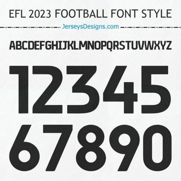 EFL 2023 football font style for custom team jerseys and soccer designs