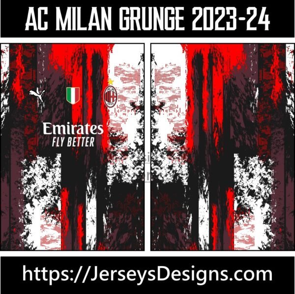 AC MILAN GRUNGE CONCEPT JERSEY 2023-24 vectorjerseylab.com