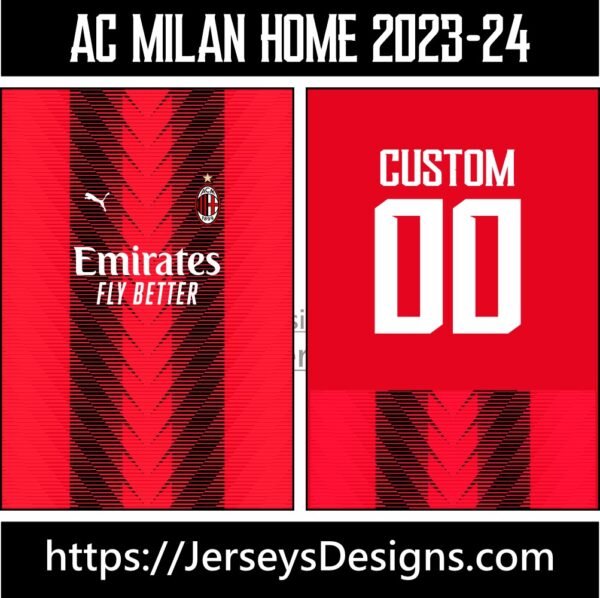 AC MILAN HOME JERSEY 2023-24 vectorjerseylab