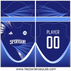 BlueFlare Gradient Sports Jersey Vector Template for cricket, football, and custom teamwear.
