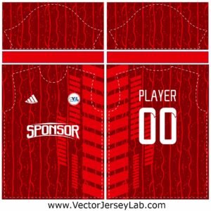 RedVein Master Jersey – Strong red pattern jersey with layered veins, fully editable vector template.