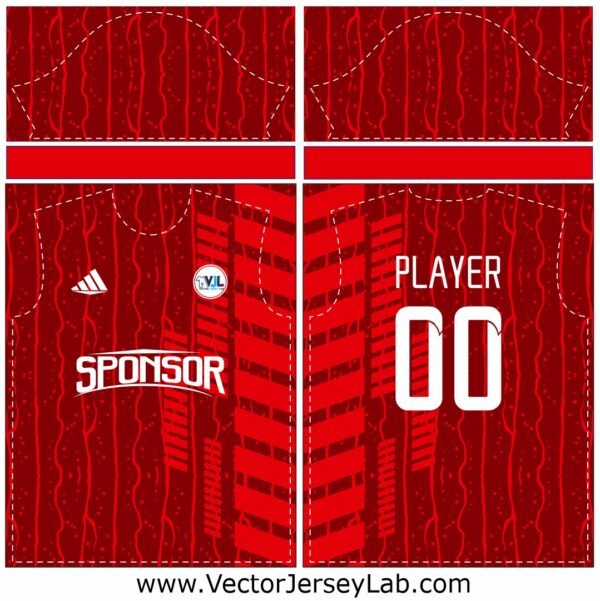 RedVein Master Jersey – Strong red pattern jersey with layered veins, fully editable vector template.