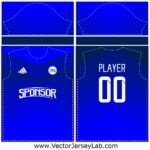DeepVibe Pro Jersey – Elegant dark blue vector jersey, fully editable for professional sports branding.