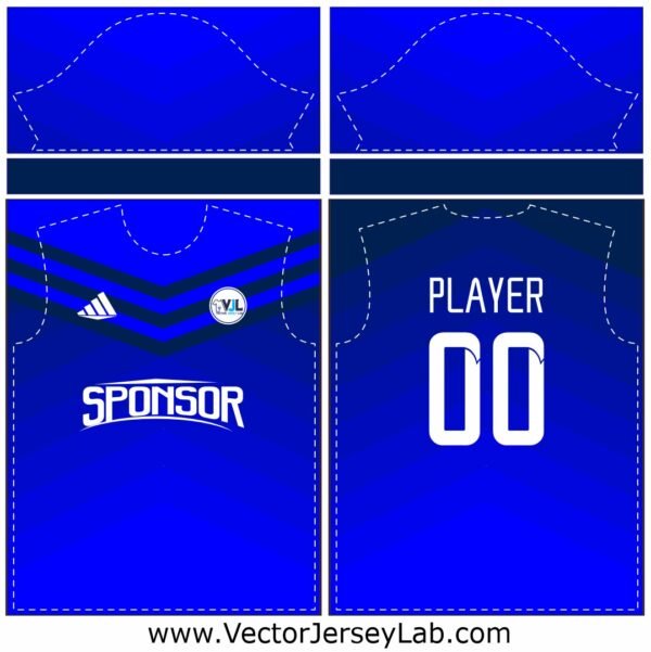 DeepVibe Pro Jersey – Elegant dark blue vector jersey, fully editable for professional sports branding.