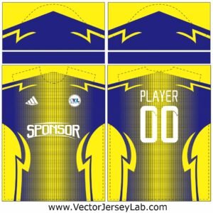 IceEdge Velocity white and blue sports jersey vector with geometric lines and editable layout for team branding.