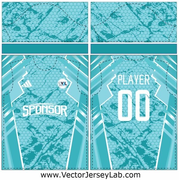 IceCore Athletic Jersey – Frost-inspired blue jersey design, fully editable and layered.