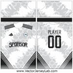 Premium SilverStorm Elite Jersey Fully editable grey and white sportswear vector template for cricket, soccer, and team branding.