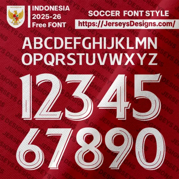 Indonesia 2025–26 football jersey font inspired sports typography for national team design projects
