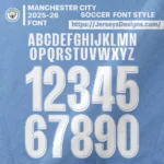 Manchester City inspired football jersey font vector preview