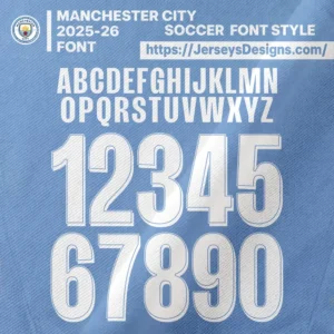 Manchester City inspired football jersey font vector preview