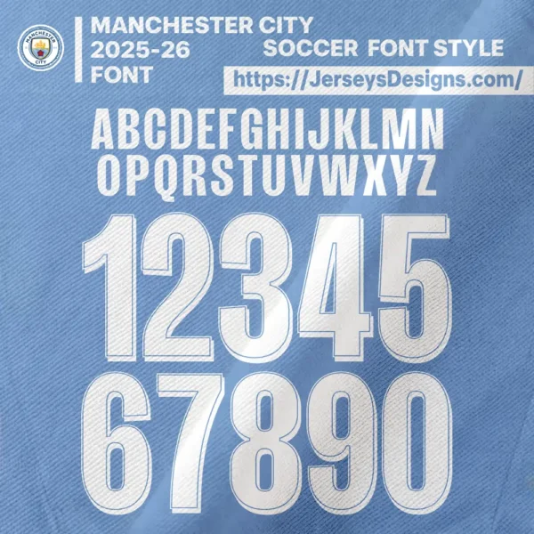 Manchester City inspired football jersey font vector preview